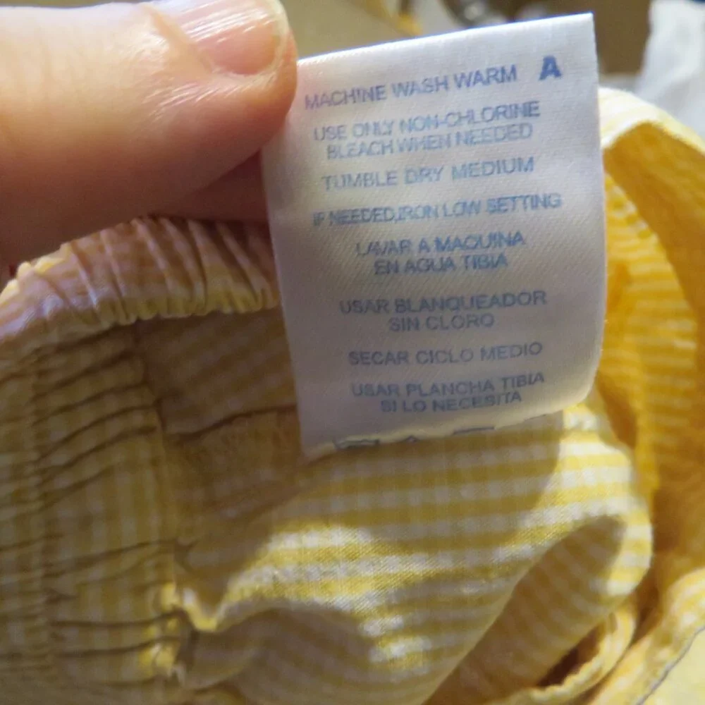 Baby Yellow Gingham Sunhat & Embroidered Shorts 3-6mts 100% cotton Hat Cap